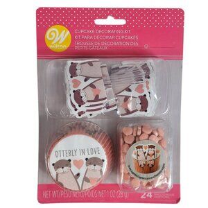 Wilton Valentine's Cupcake Decorating Kit Otterly in Love for 24 Cupcakes NEW